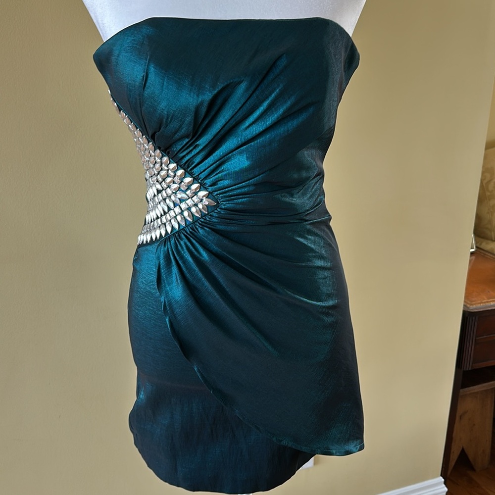 Elegant Teal Dress with Embellished Detail